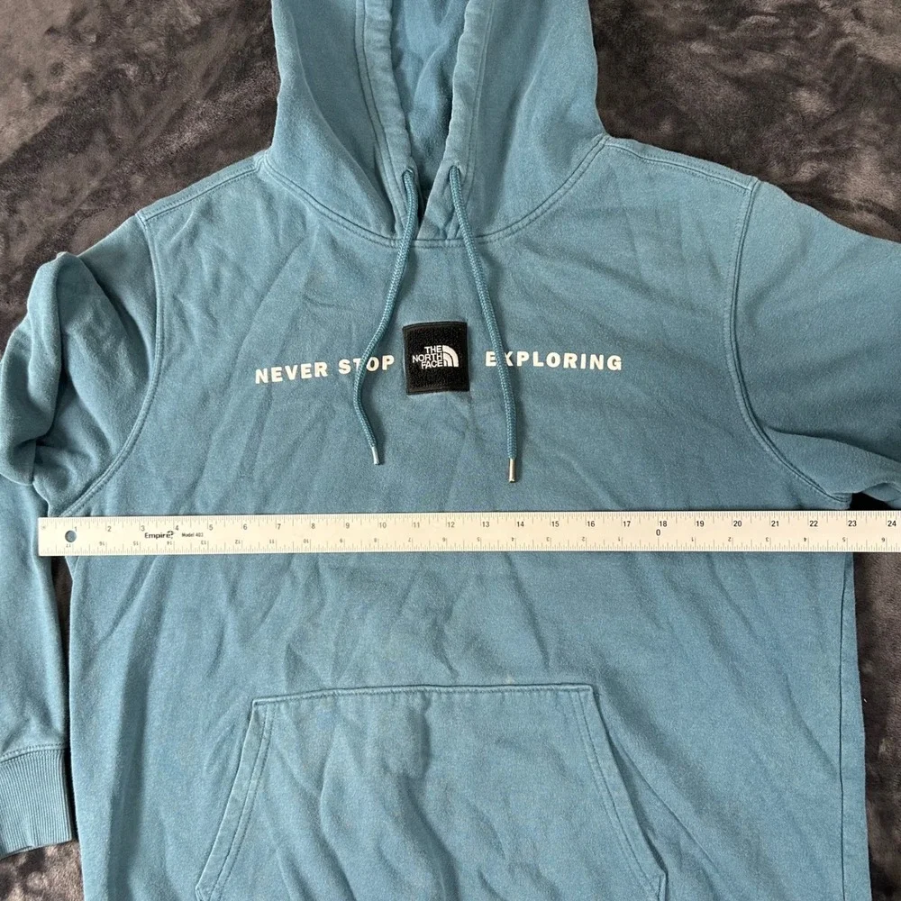 The North Face Hoodie Mens Large Teal Blue Never Stop Exploring Gl Sweatshirt